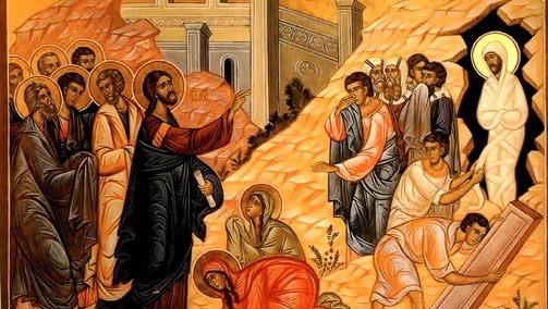 Jesus raising Lazarus